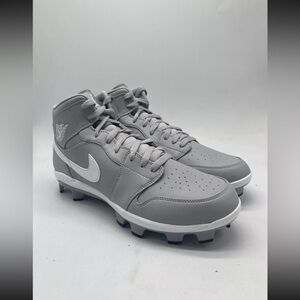 Nike Air Jordan 1 Retro MCS Gray Baseball Cleats AV5354-003 Men's Size 14